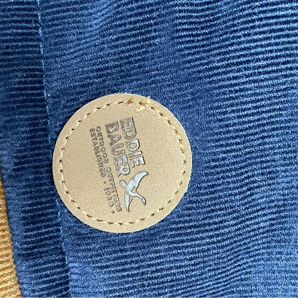 Eddie Bauer infant 6 to 9 month one piece corduroy snowsuit Navy/caramel lined